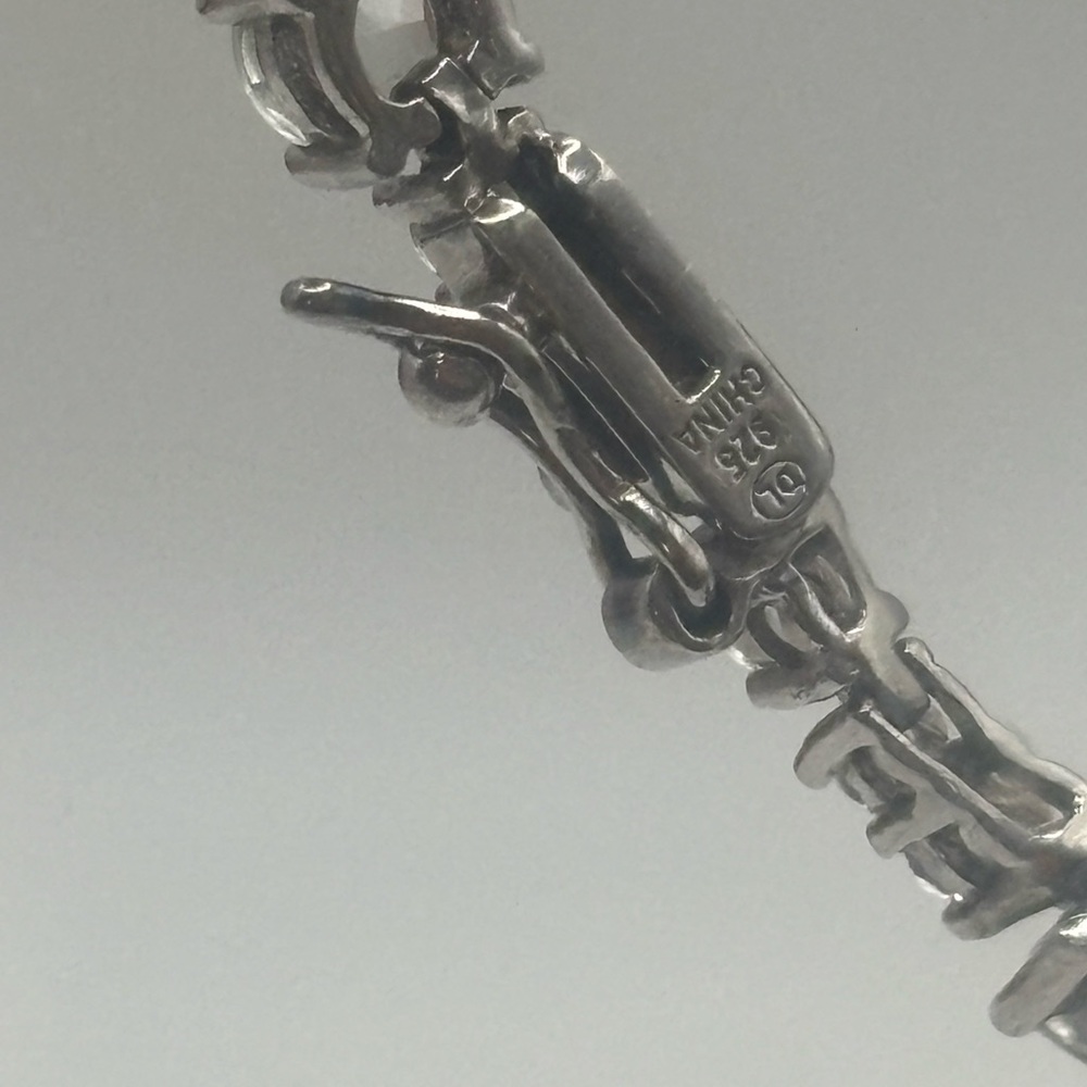 Lab-Created Emerald and White Topaz Bracelet 
Stamped 925 - Picture 6 of 10